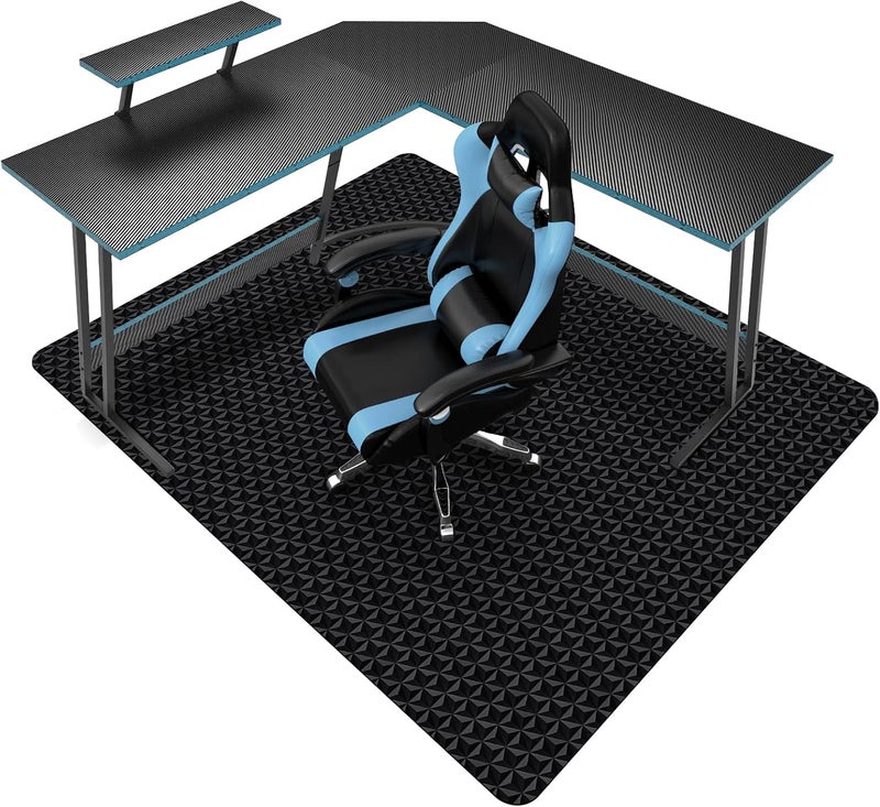 SALLOUS Chair Mat for Hard Floor, 63" x 51" Office Chair Mat for Hardwood Floor, Multi-Purpose Hard Floor Protector Under Desk Mat for Home Office, Non-Slip Vinyl Floor Mat for Gaming Chairs (Black) - Image 1